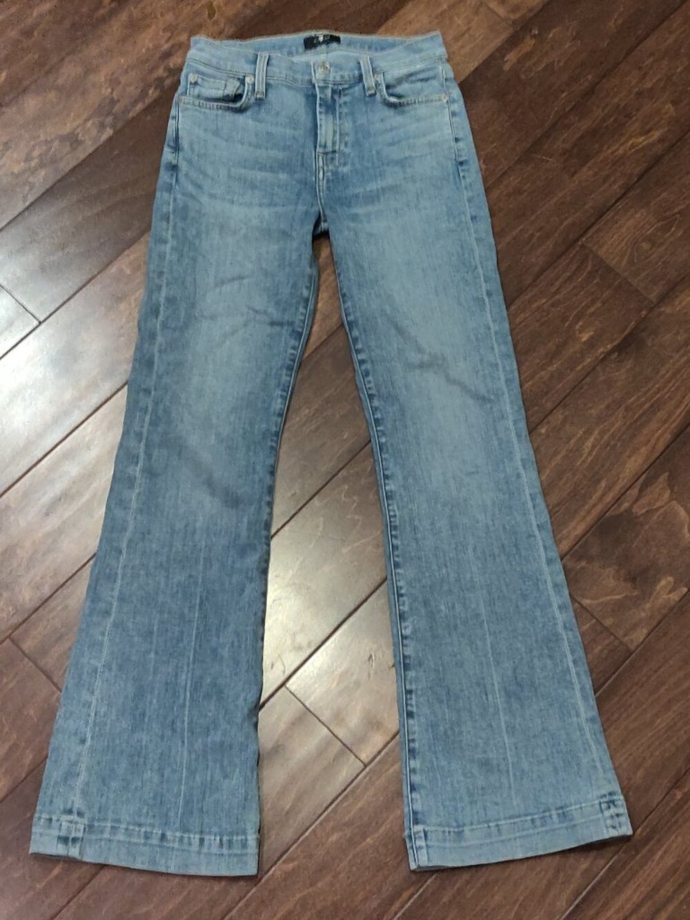 7 For All Mankind DOJO Tailorless Light Wash Flare Jeans SIZE 26 - Picture 8 of 8